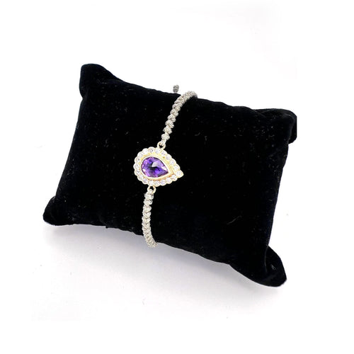 Bracelet Pulsera goutte d’eau en or jaune 18K avec diamants et améthyste 58 Facettes UKA000077GM