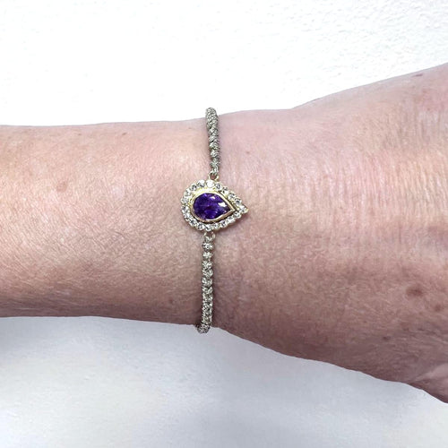 Bracelet Pulsera goutte d’eau en or jaune 18K avec diamants et améthyste 58 Facettes UKA000077GM