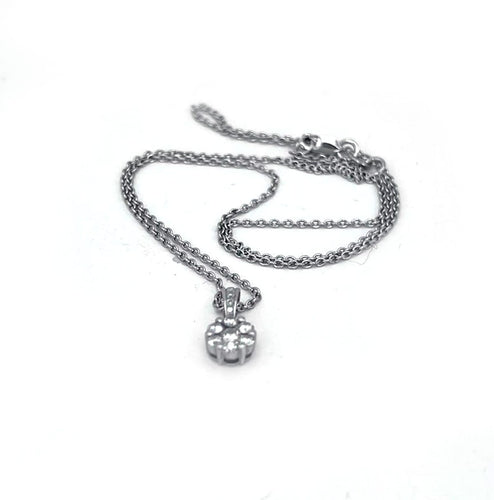 Collier Collier solitaire - Pendentif en or blanc 18K et diamants naturels 58 Facettes UKA000083GM