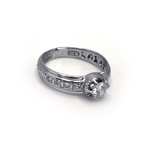 Bague 54 Bague de fiançailles en or blanc 18K et diamants naturels 58 Facettes UKA000082GM