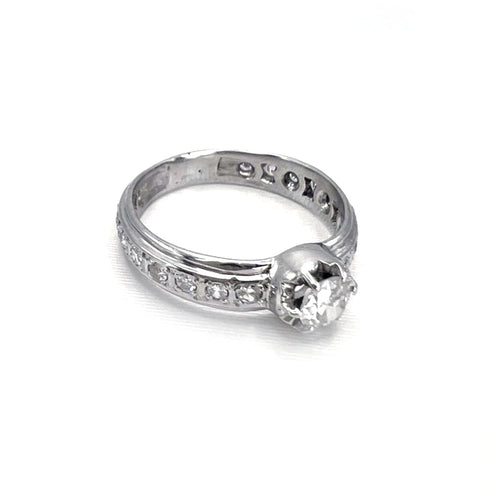 Bague 54 Bague de fiançailles en or blanc 18K et diamants naturels 58 Facettes UKA000082GM