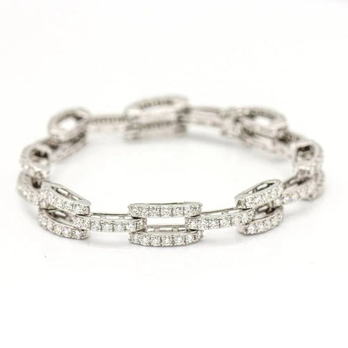 Bracelet CLASS - Bracelet à maillons en or blanc 18 ct et diamants 58 Facettes D359742LF