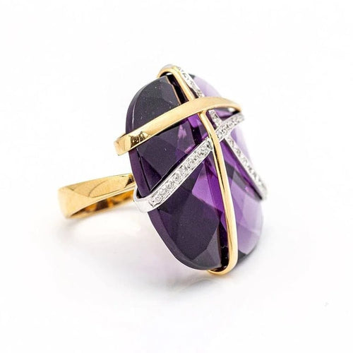 Bague 55.5 Bague bicolore design italien en or 18 kt et améthyste 58 Facettes D359741LF