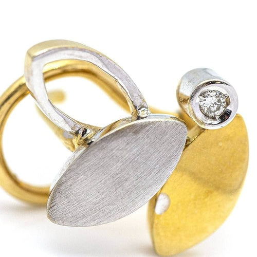 Boucles d'oreilles Boucles d'oreilles feuille en or jaune et blanc 18 carats et diamants 58 Facettes D359657LF