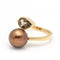 Bague 56 Bague en or rose 18 carats avec perle et quartz fumé 58 Facettes D359660LF