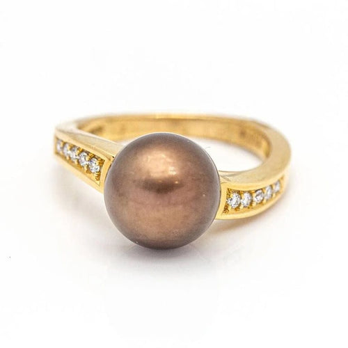 Bague 55.5 Bague en or rose 18 carats avec perle australienne et diamants 58 Facettes D359665LF