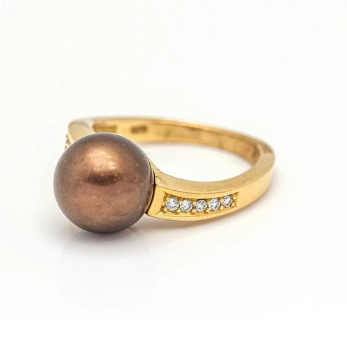 Bague 55.5 Bague en or rose 18 carats avec perle australienne et diamants 58 Facettes D359665LF