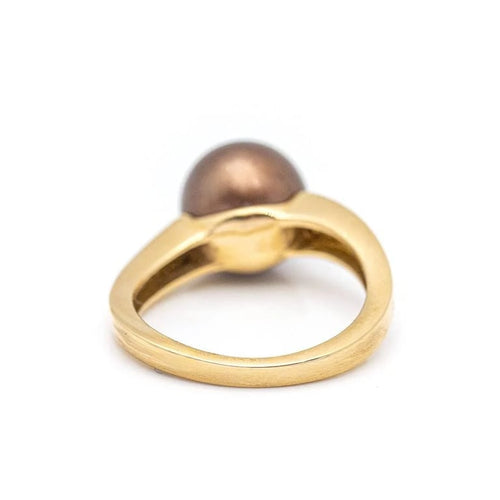 Bague 55.5 Bague en or rose 18 carats avec perle australienne et diamants 58 Facettes D359665LF