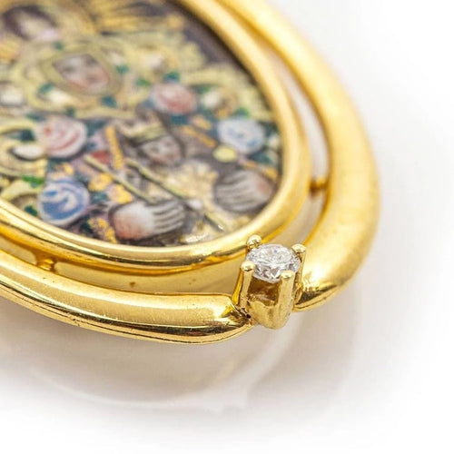 Pendentif Médaille Vierge de Montserrat en or jaune 18 carats et diamant 58 Facettes D359668LF