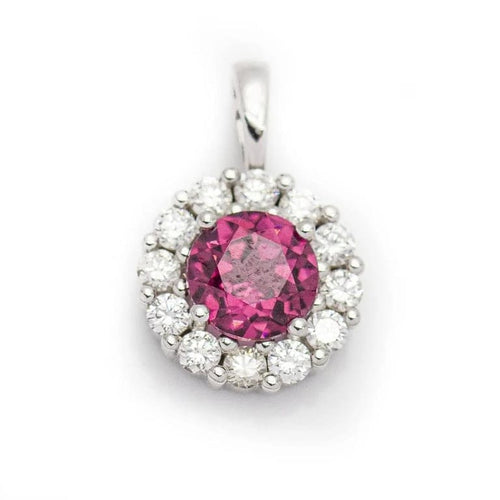 Pendentif Pendentif en or blanc 18 carats avec diamant et rhodolite 58 Facettes D359669LF