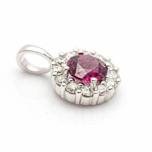 Pendentif Pendentif en or blanc 18 carats avec diamant et rhodolite 58 Facettes D359669LF
