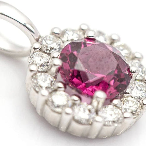 Pendentif Pendentif en or blanc 18 carats avec diamant et rhodolite 58 Facettes D359669LF