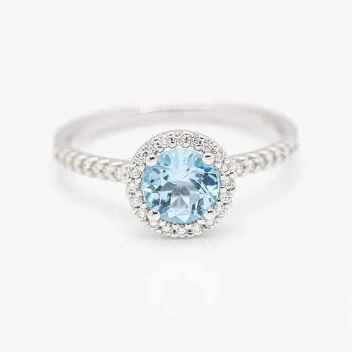 Bague 54 Bague en or blanc 18 carats avec diamants et topaze 58 Facettes D359674LF