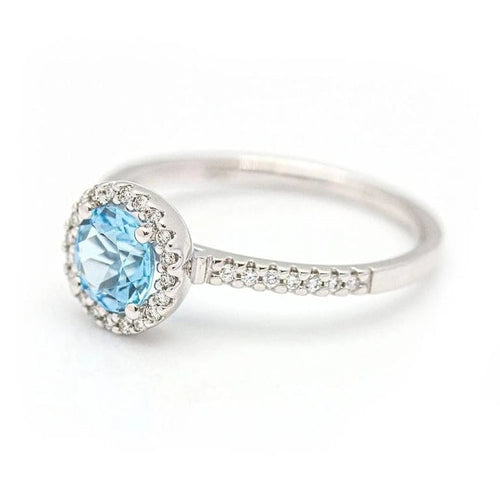 Bague 54 Bague en or blanc 18 carats avec diamants et topaze 58 Facettes D359674LF