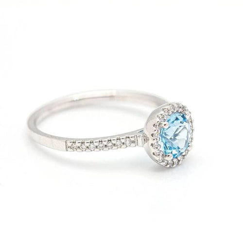 Bague 54 Bague en or blanc 18 carats avec diamants et topaze 58 Facettes D359674LF