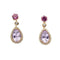 Boucles d'oreilles Boucles d’oreilles en or rose 18 carats avec diamants, améthyste et grenat 58 Facettes D359675LF