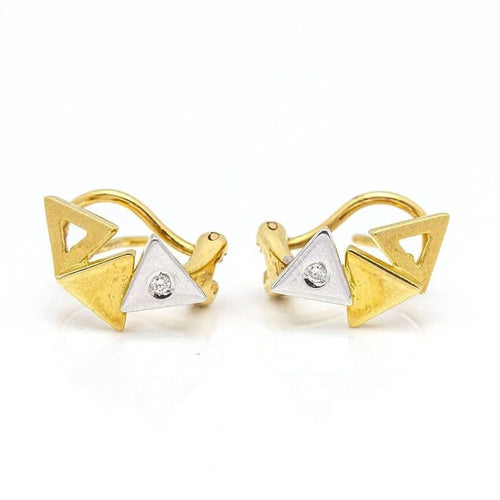 Boucles d'oreilles Boucles d’oreilles triangle en or bicolore 18 ct et diamants 58 Facettes D359695LF