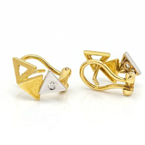 Boucles d'oreilles Boucles d’oreilles triangle en or bicolore 18 ct et diamants 58 Facettes D359695LF