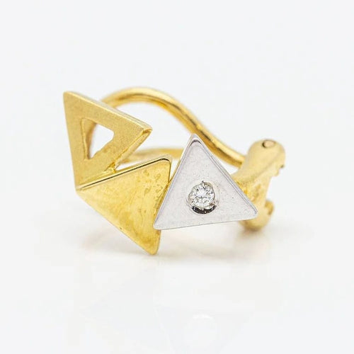 Boucles d'oreilles Boucles d’oreilles triangle en or bicolore 18 ct et diamants 58 Facettes D359695LF