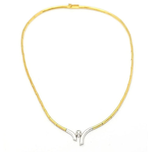 Collier Collier deux ors en or jaune et blanc 18 carats avec diamant 58 Facettes D359708LF