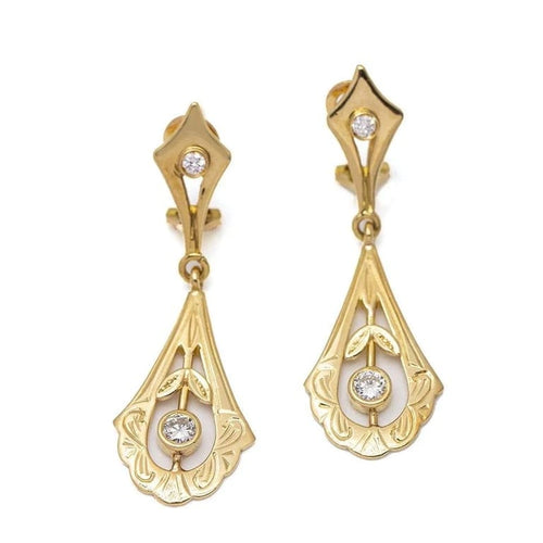 Boucles d'oreilles Boucles d’oreilles vintage en or jaune 18 carats et diamants 58 Facettes D359876JC