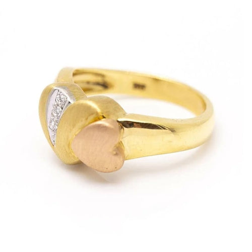 Bague 55 Bague Cœur - Bague en or jaune, rose et blanc 18 kt et diamants 58 Facettes D359898JC