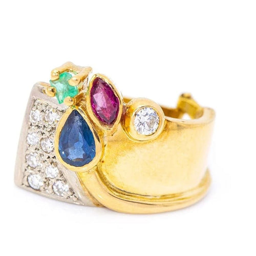Boucles d'oreilles Boucles d'oreilles en or jaune et blanc 18 ct avec diamants et pierres 58 Facettes D359900JC
