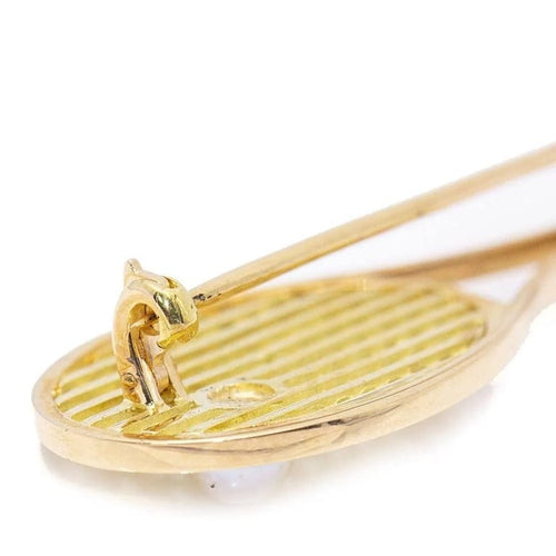 Pendentif Broche/Pendentif raquette de tennis en or jaune 18 carats et perle 58 Facettes D359908JC