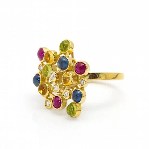 Bague 56.5 Color Bubbles - Bague en or jaune 18 carats et diamants 58 Facettes D360262JE
