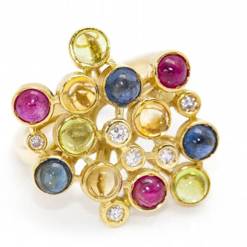 Bague 56.5 Color Bubbles - Bague en or jaune 18 carats et diamants 58 Facettes D360262JE