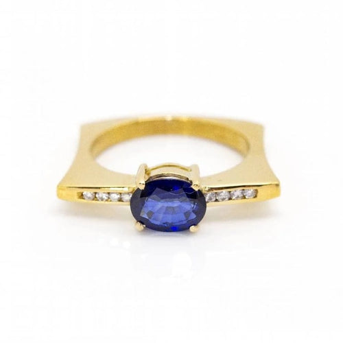 Bague 55 KLASH - Bague en or jaune 18 ct avec saphir et diamants 58 Facettes D360264JE