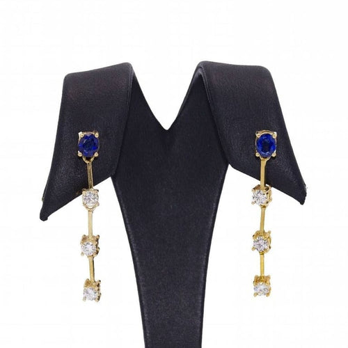 Boucles d'oreilles Ceylan - Boucles d'oreilles en or jaune 18 ct, diamants et saphirs 58 Facettes D360286JE
