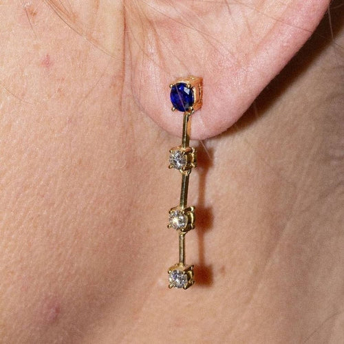 Boucles d'oreilles Ceylan - Boucles d'oreilles en or jaune 18 ct, diamants et saphirs 58 Facettes D360286JE