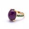 Bague 47.5 Bague en or rose - Rubis cabochon et tsavorites 58 Facettes D360369CS