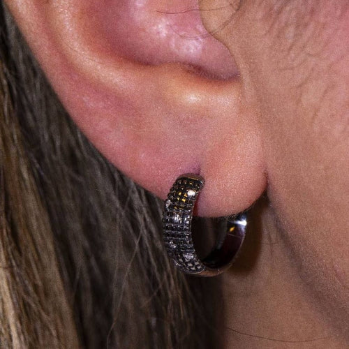 Boucles d'oreilles Damiani - Boucles d'oreilles en or blanc rhodié noir et diamants 58 Facettes D360375CS