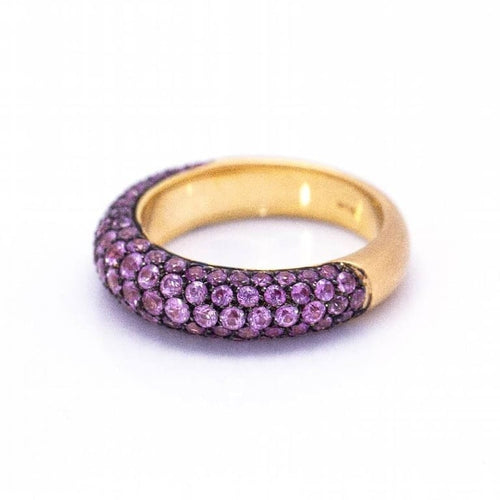 Bague 55 Bague en or rose 18 carats mat sertie de saphirs roses 58 Facettes D360394CS
