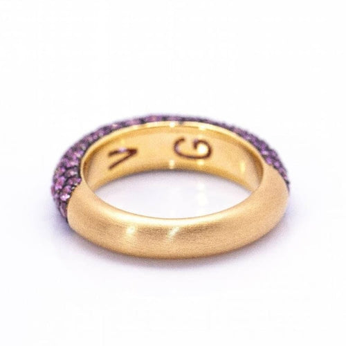Bague 55 Bague en or rose 18 carats mat sertie de saphirs roses 58 Facettes D360394CS