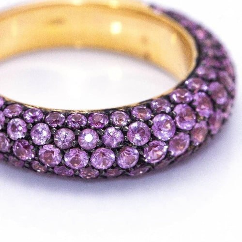Bague 55 Bague en or rose 18 carats mat sertie de saphirs roses 58 Facettes D360394CS