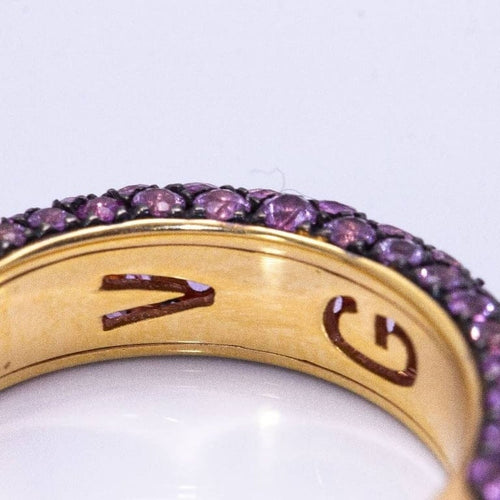 Bague 55 Bague en or rose 18 carats mat sertie de saphirs roses 58 Facettes D360394CS