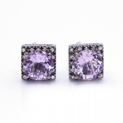Boucles d'oreilles Salvini - Boucles d’oreilles en or blanc 18 ct rhodié noir, diamants et améthystes 58 Facettes D360397CS
