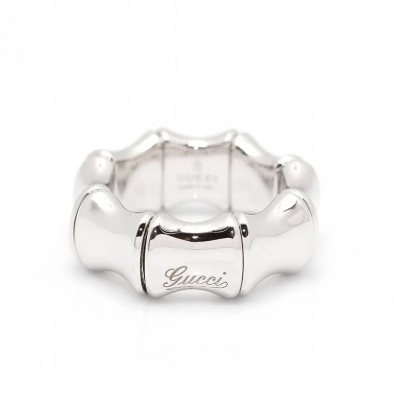 GUCCI - BAMBOO SPRING ring White gold - 58 Facettes