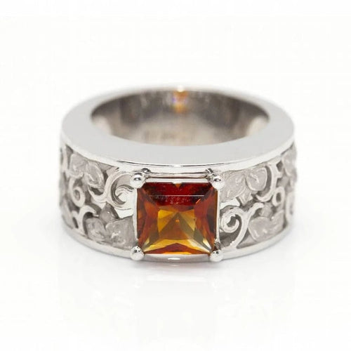 Bague 54.5 Carrera y Carrera - Bague en or blanc 18 ct sertie d’une citrine 58 Facettes D360526FJ