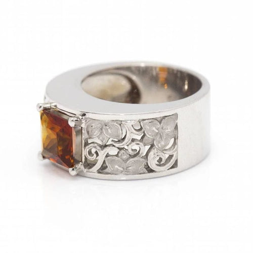 Bague 54.5 Carrera y Carrera - Bague en or blanc 18 ct sertie d’une citrine 58 Facettes D360526FJ