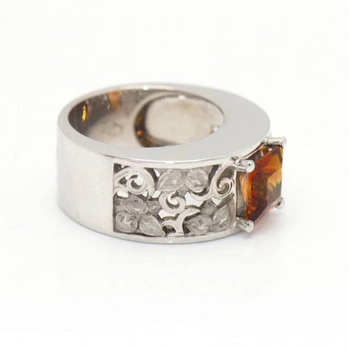 Bague 54.5 Carrera y Carrera - Bague en or blanc 18 ct sertie d’une citrine 58 Facettes D360526FJ