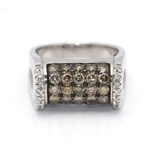 Bague 54 CENTOVENTUNO - Bague en or blanc 18 kt et diamants champagne 58 Facettes D360527FJ