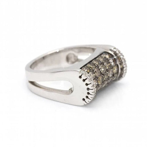 Bague 54 CENTOVENTUNO - Bague en or blanc 18 kt et diamants champagne 58 Facettes D360527FJ