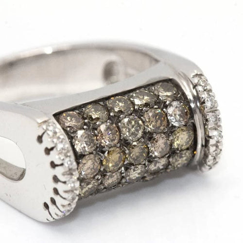 Bague 54 CENTOVENTUNO - Bague en or blanc 18 kt et diamants champagne 58 Facettes D360527FJ