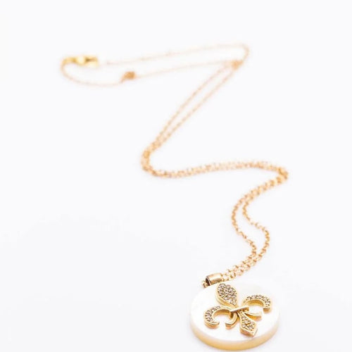 Collier Collier - Pendentif en or rose 18 carats, nacre et diamants 58 Facettes D360910FV