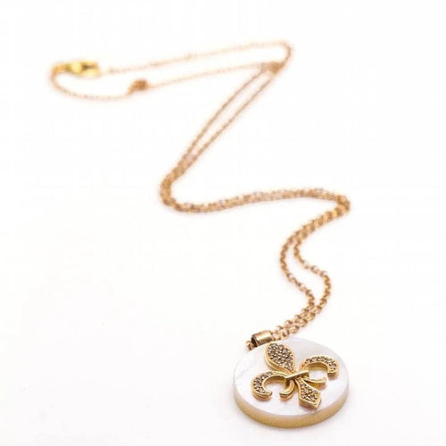 Collier Collier - Pendentif en or rose 18 carats, nacre et diamants 58 Facettes D360910FV