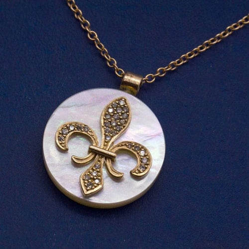 Collier Collier - Pendentif en or rose 18 carats, nacre et diamants 58 Facettes D360910FV